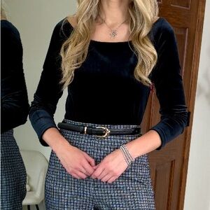 SPANX Black Velvet Long Sleeve Boatneck Top